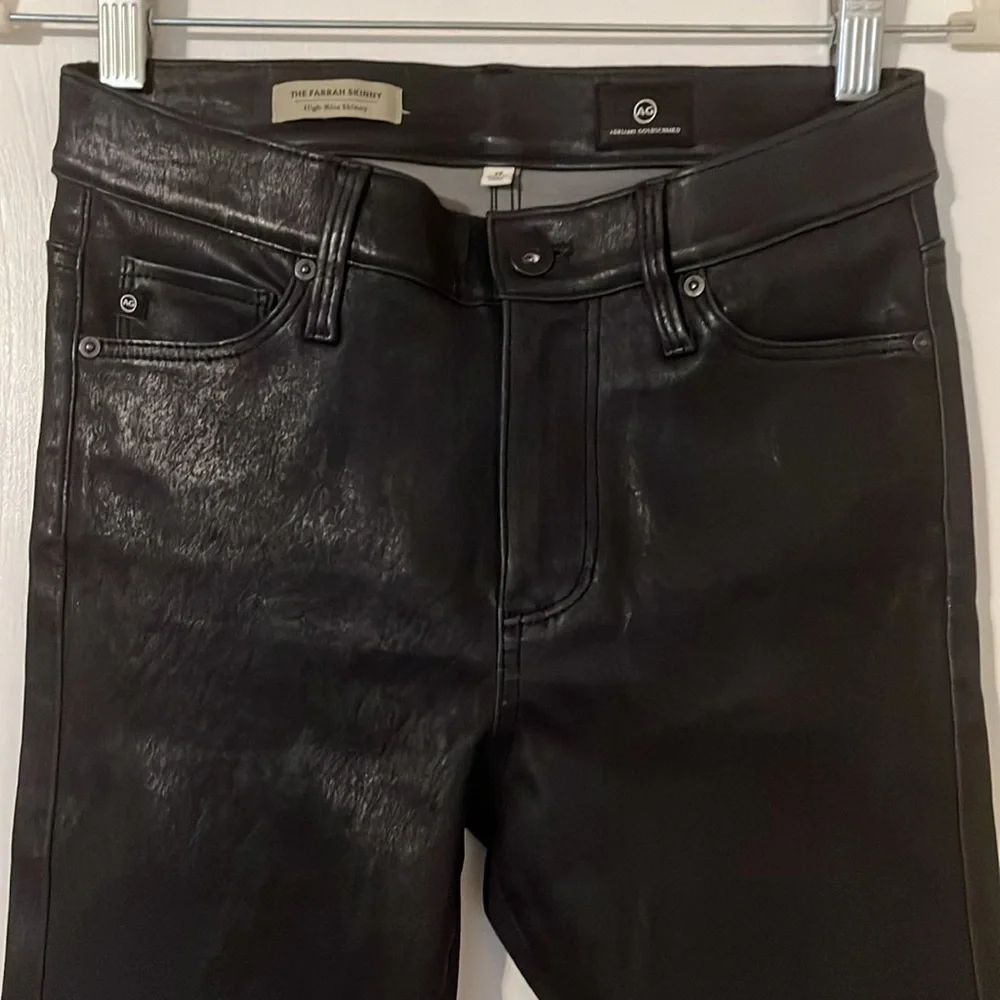 AG Adriano Goldschmied Farrah Black Lamb Leather Pants Size 25